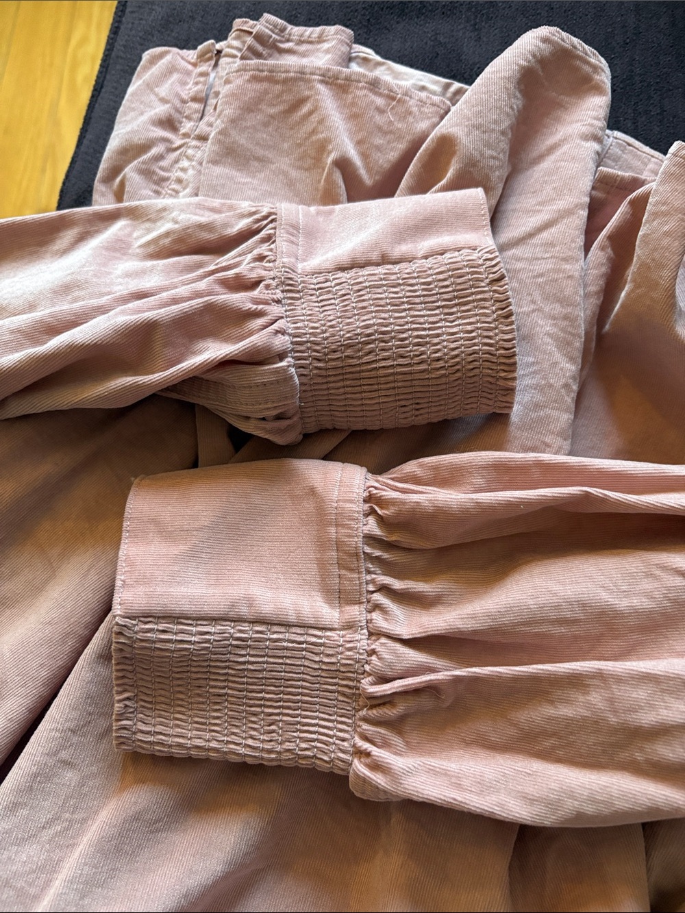 ME+EM Micro Cord Super Soft Pink Ruffle-Neck Button-Front Shirt - Picture 5 of 11